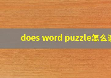 does word puzzle怎么读